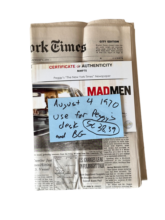 Mad Men: Peggy’s HERO Newspaper from Desk
