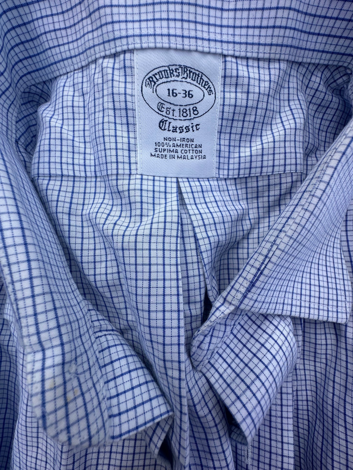 MAD MEN: Don Draper’s Vintage style blue and white check BROOKS BROTHERS Button Shirt (16/36)