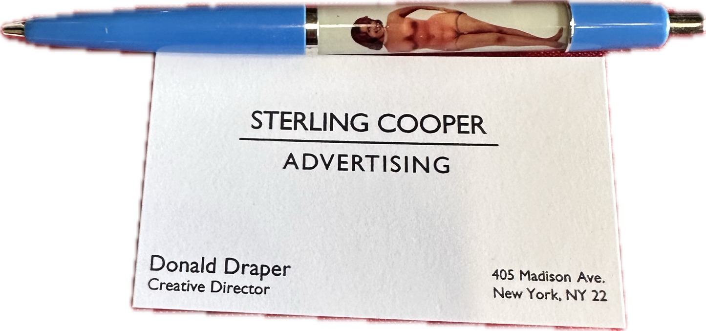 MAD MEN: Don's Business Card & vintage showgirl Pen