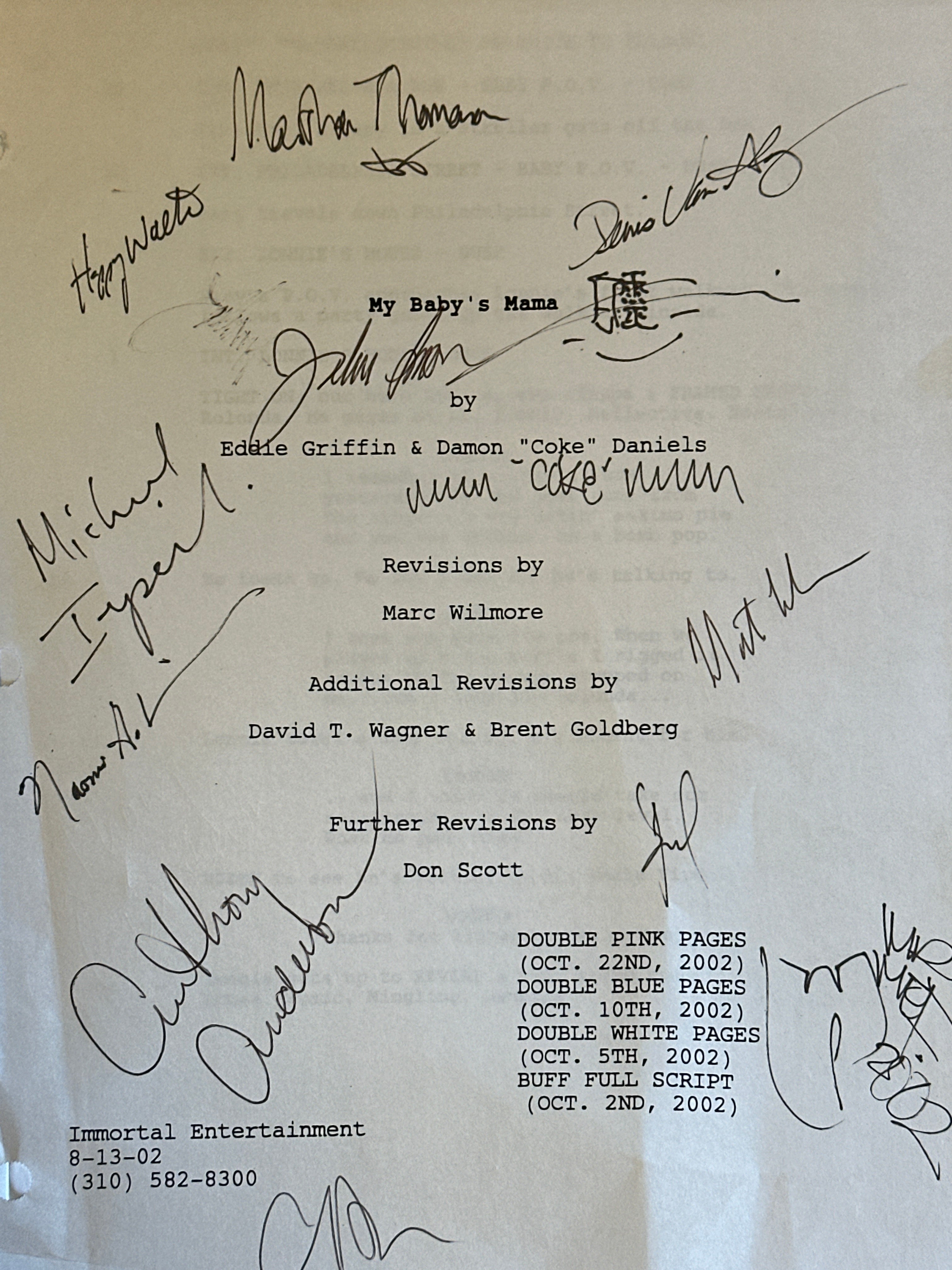 My Baby’s Mama MOVIE: Director & Cast Signed Script from The MIRAMAX A ...