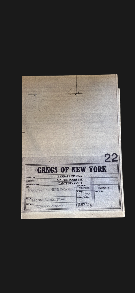 GANGS OF NEW YORK: Set Decoration Blue Print Drawing #22