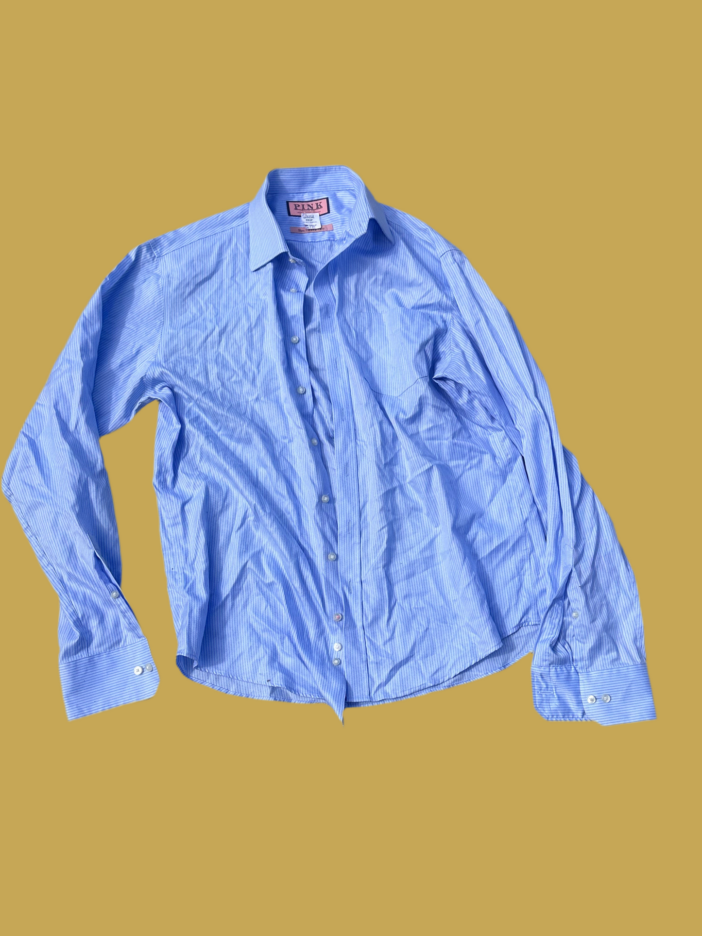 HOUSE: Dr Gregory House PINK Blue and Blue Stripe Button Shirt (L)