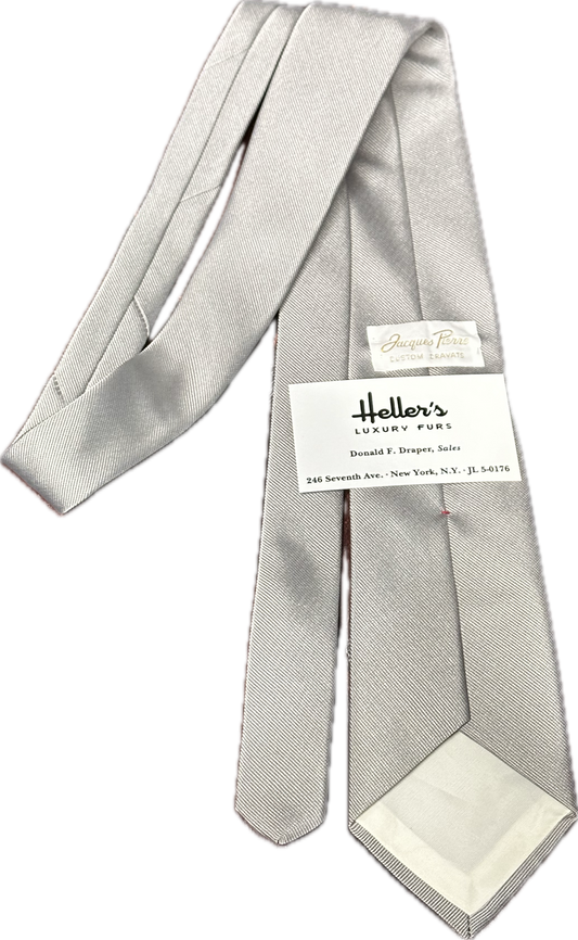 MAD MEN: Don Draper 1960s Silver skinny Necktie and Business Cards