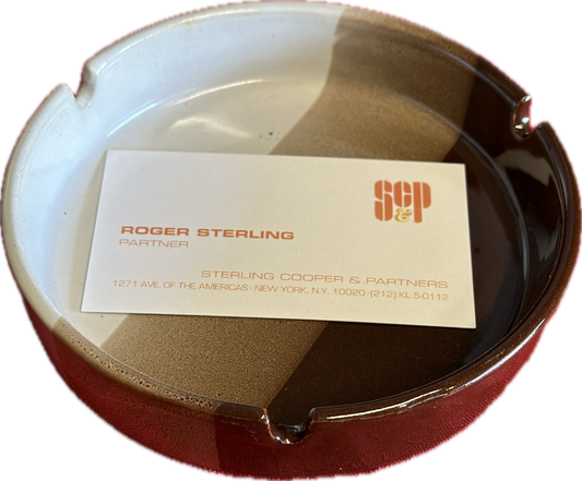 Mad Men: Roger's 1960s Mid Century Ceramic Ashtray and Business Card