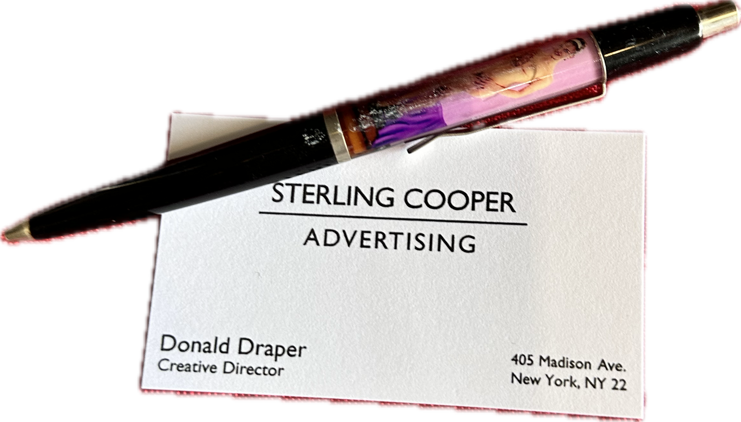 MAD MEN: Don's Business Card & vintage showgirl Pen