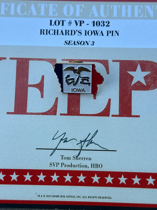 VEEP: Richard’s HERO Iowa Pin from Season 3
