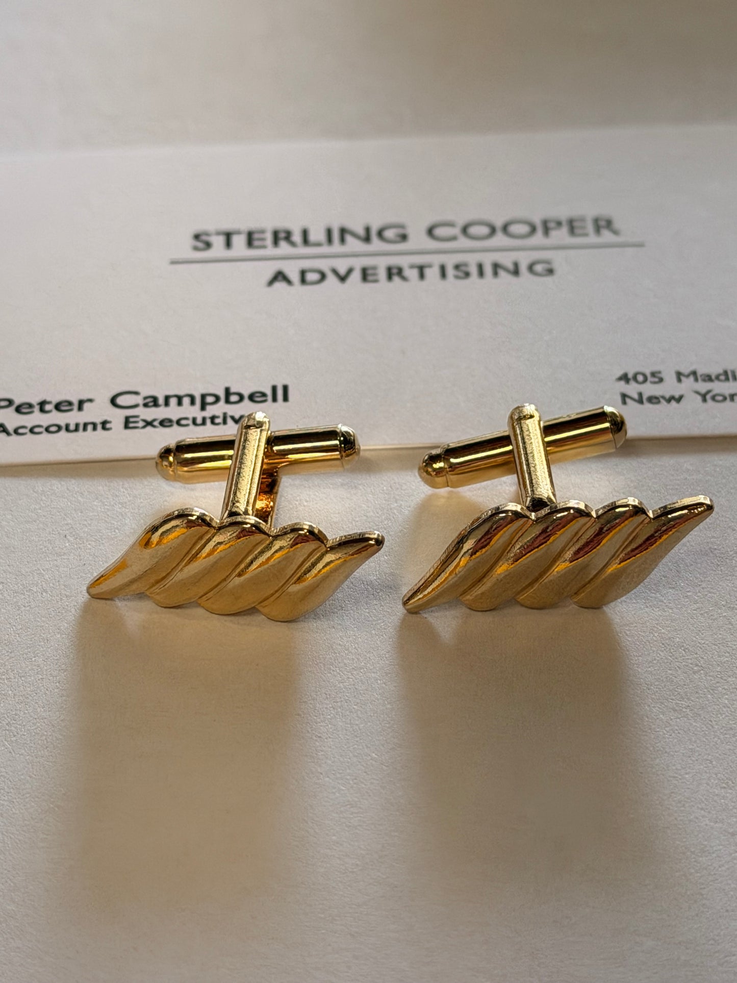 MAD MEN: Pete Cambell's Season 2 Mid-Century Cufflinks & Business Card