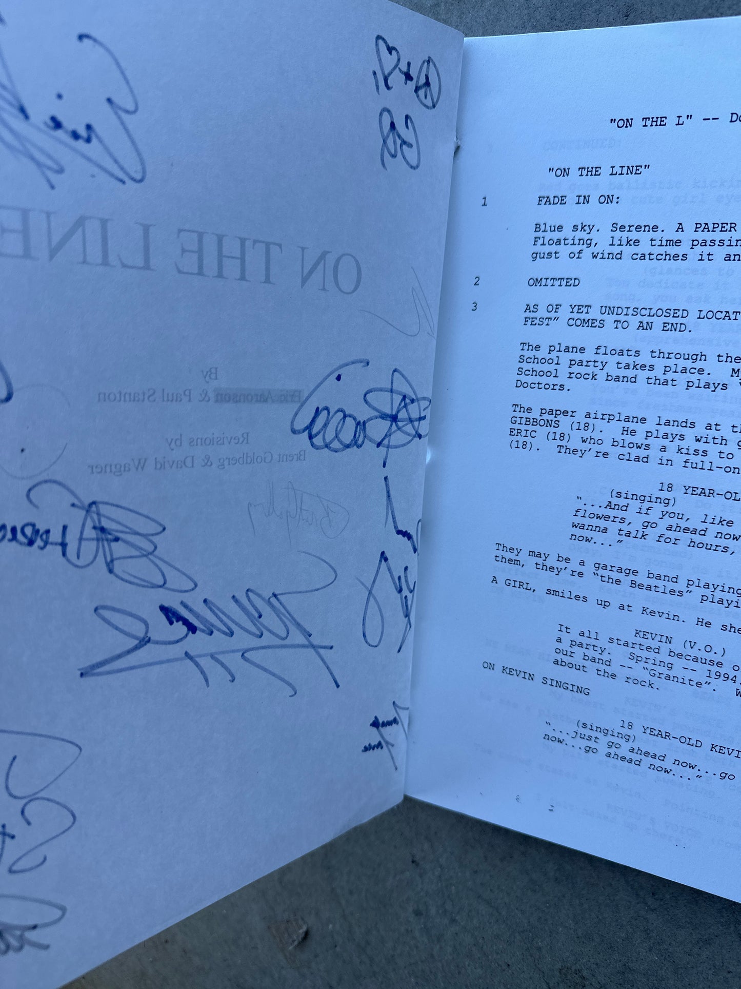 ON THE LINE MOVIE: Director and Cast Signed Script  MIRAMAX Archive