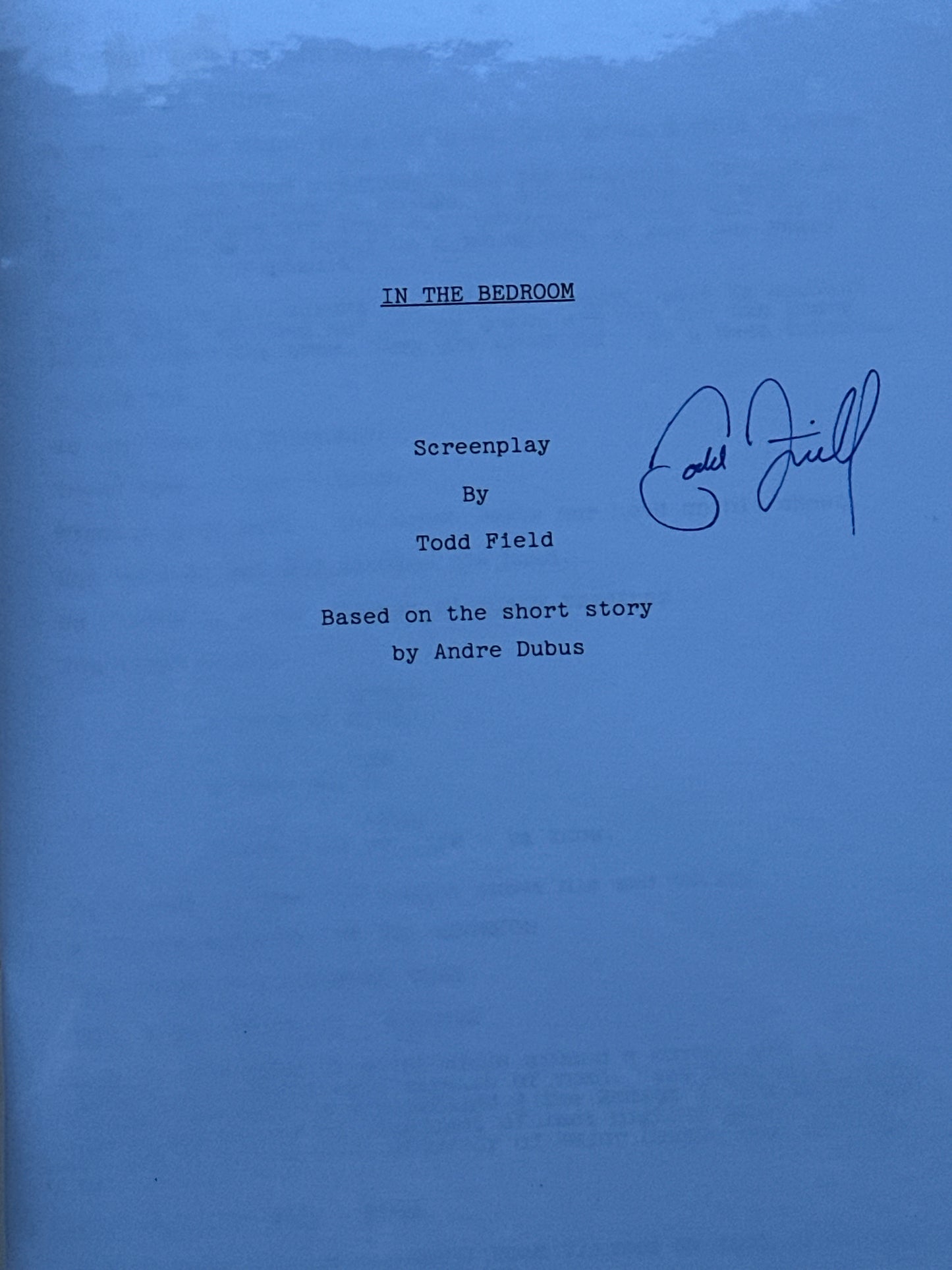 El Jeff Script IN THE BEDROOM screenplay: Director (Jeff Anderson) Signed Script from ...