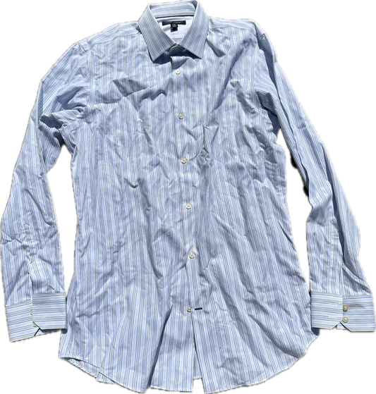 Mad Men: Roger Sterling's LS Blue and White Striped Shirt (16.5/17)