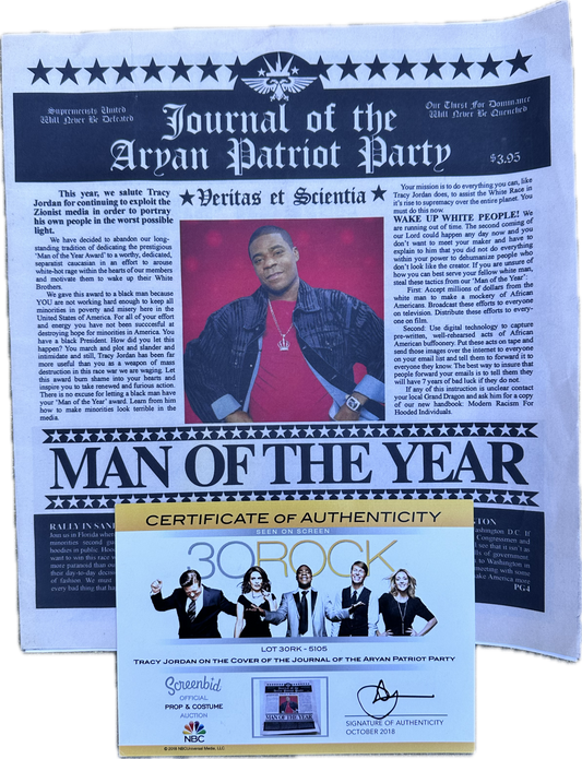30 Rock: Tracy Jordan's "Man of the Year" for the Journal of Aryan Patriot Party