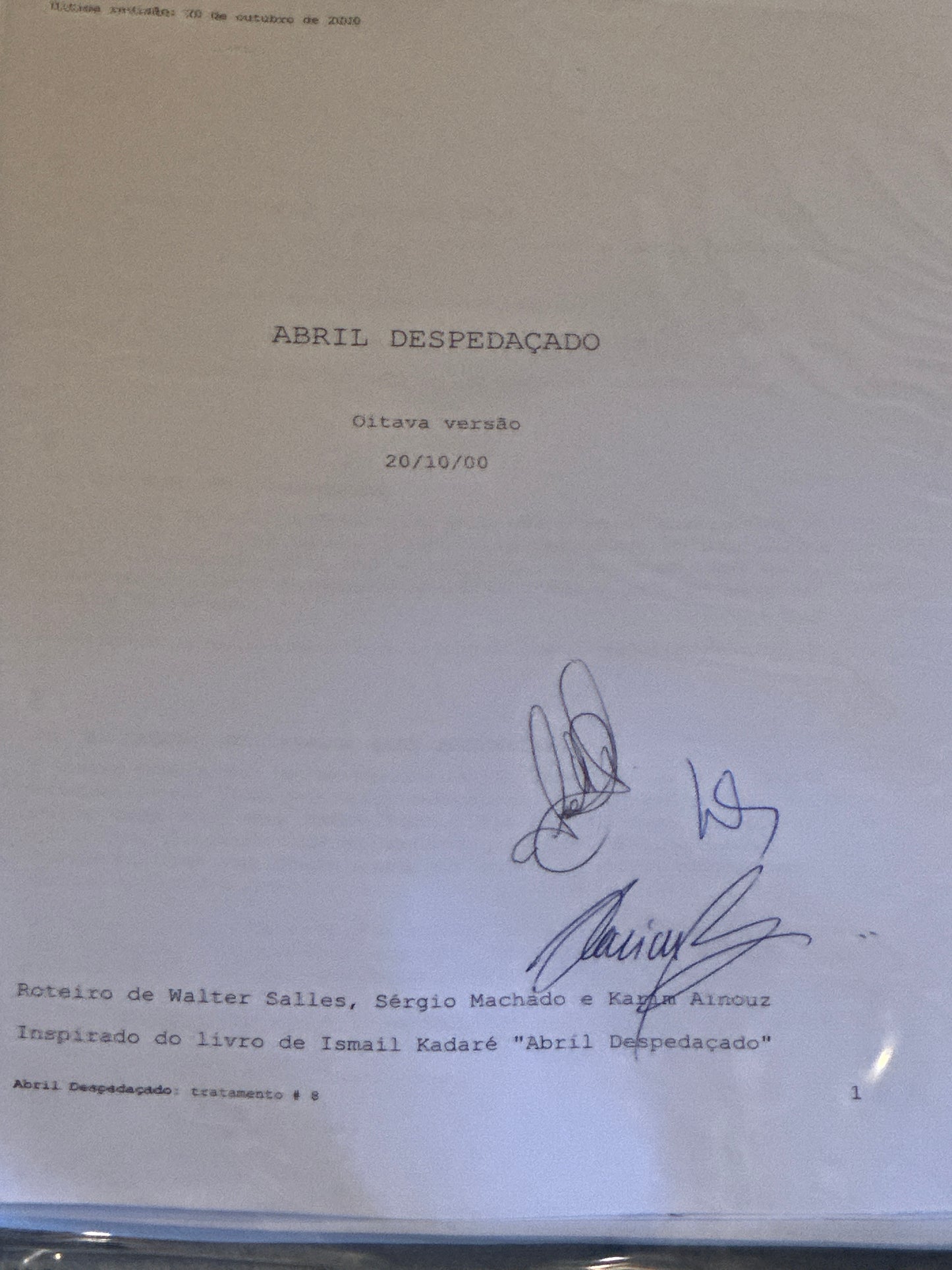 ABRIL DESPEDACADO Film: Directors & Writer Signed Script from The MIRAMAX Archive