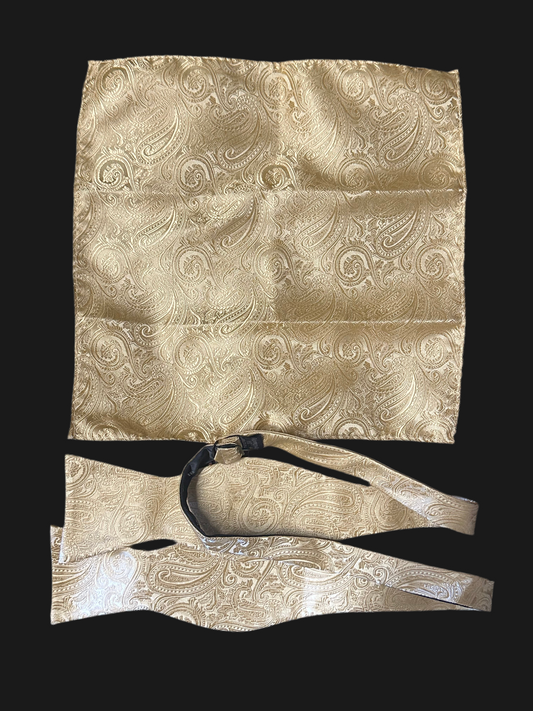 Boardwalk Empire: Arnold Rothstein hand-made silk Yellow Pocket square and Bow Necktie