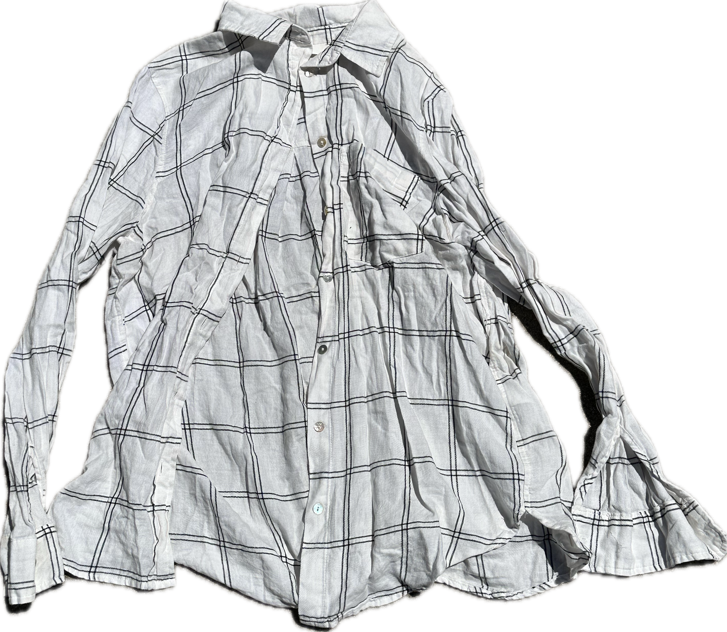 THE MINDY PROJECT: Mindy's White Plaid Flannel Shirt (L)