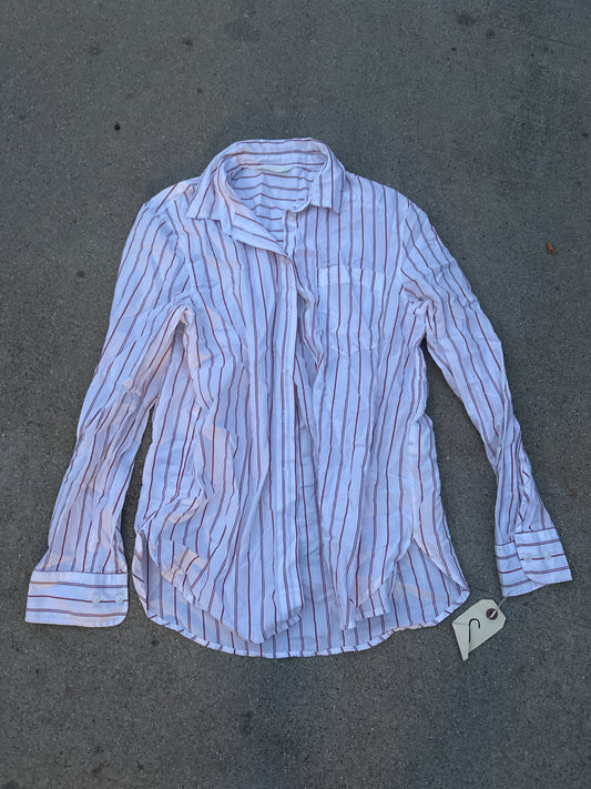 THE OFFICE: Pam Beesley's HERO H&M Red stripe LS button Shirt (S)