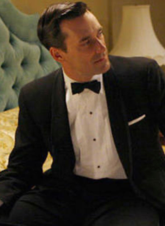 Mad Men: Don’s mid-century black Tuxedo Bow Necktie and Business Card