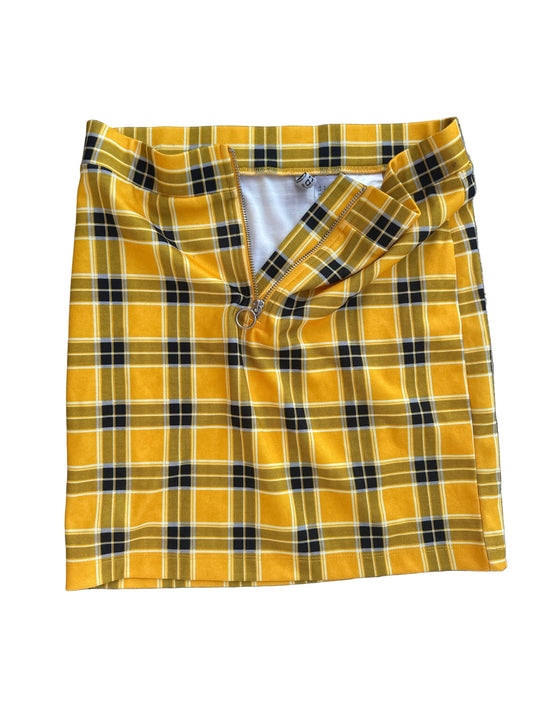 BALLERS: Tracy's H&M Yellow Plaid Short fitted Skirt (S)