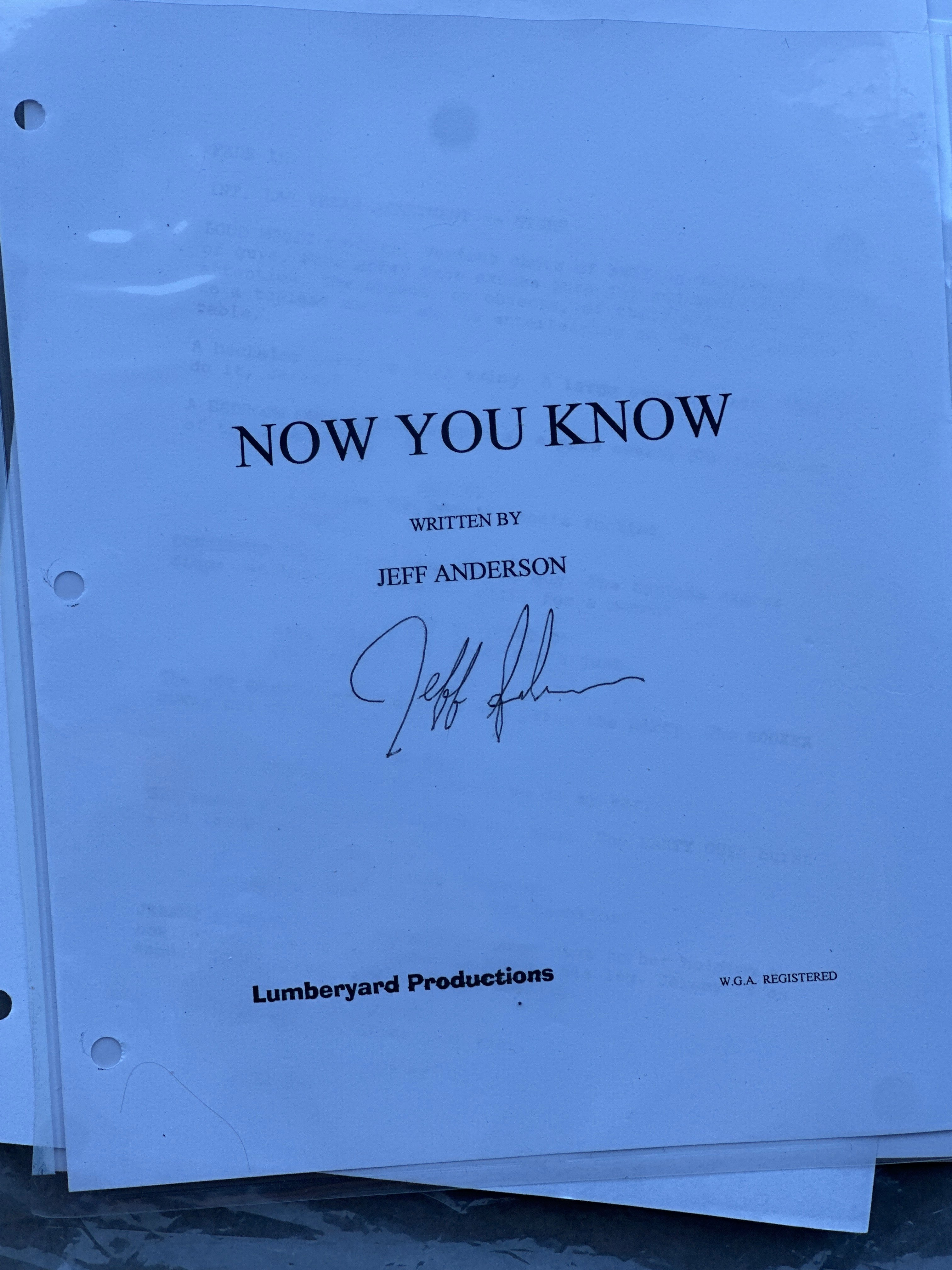 NOW YOU KNOW MOVIE: Director (Jeff Anderson) Signed Script from The MI ...