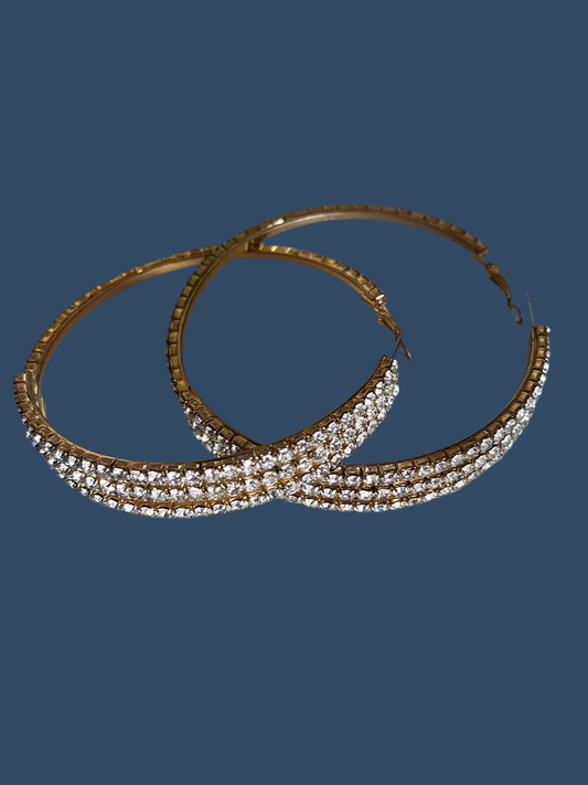 AHS Hotel: The Countess' Gold Hoop faux Diamond Earrings