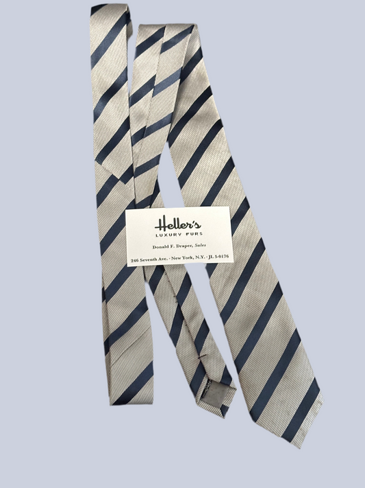 MAD MEN: Don Draper Mid-Century Striped Necktie and Business Card