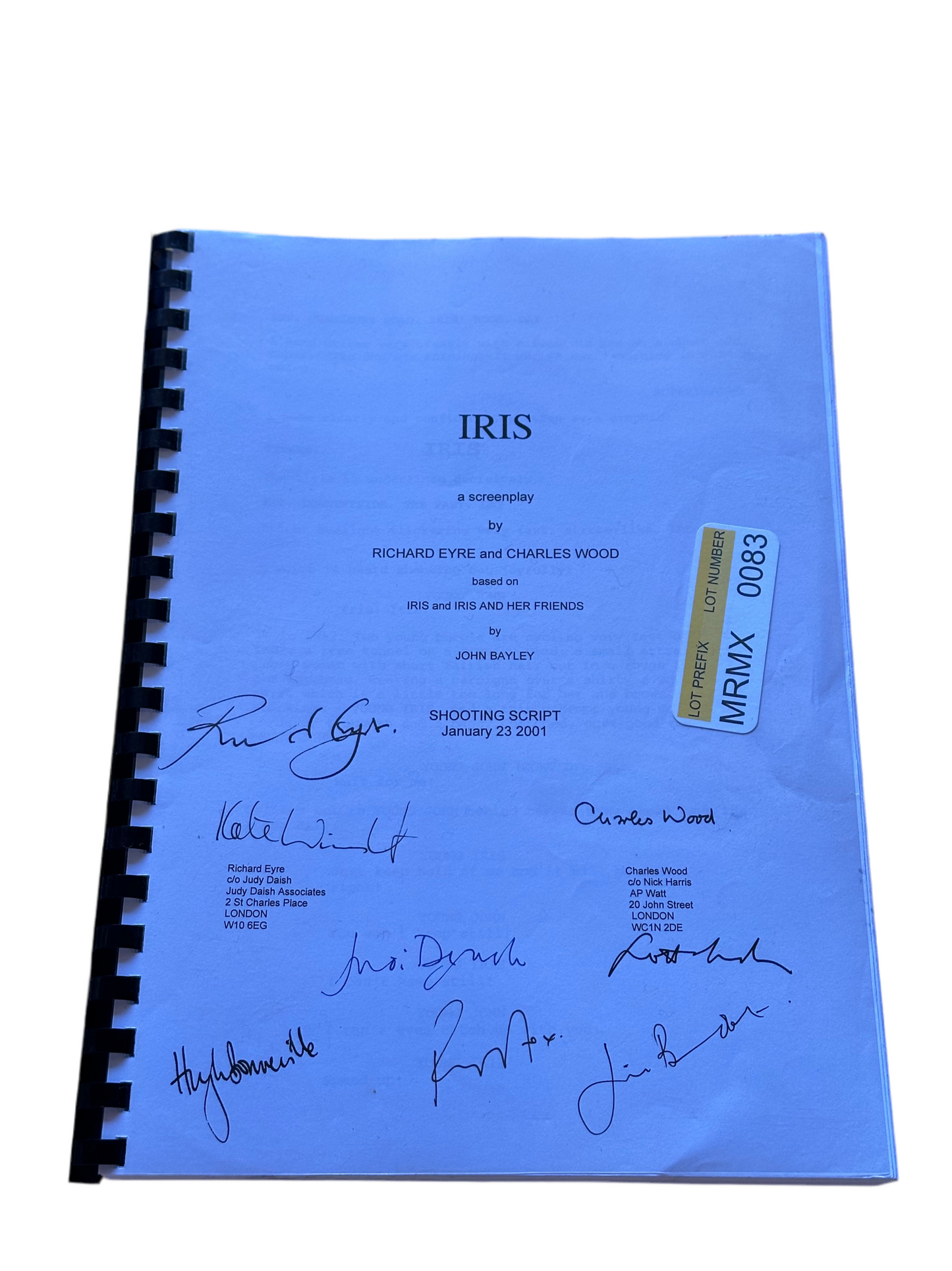 IRIS MOVIE: Cast and Director Signed Script from MIRAMAX Archive