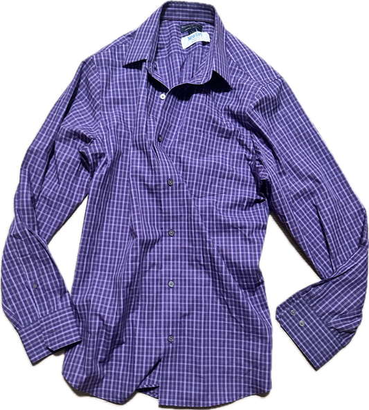NEW GIRL: Nick Miller's Banana Republic purple plaid Button Down Shirt (M)