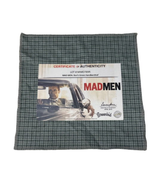 MAD MEN: Don Draper’s mid-century Green  Pocket Handkerchief + Business Cards