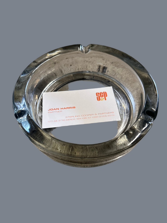 MAD MEN: Joan's Mid-Century Thick Glass Ashtray & Business Card