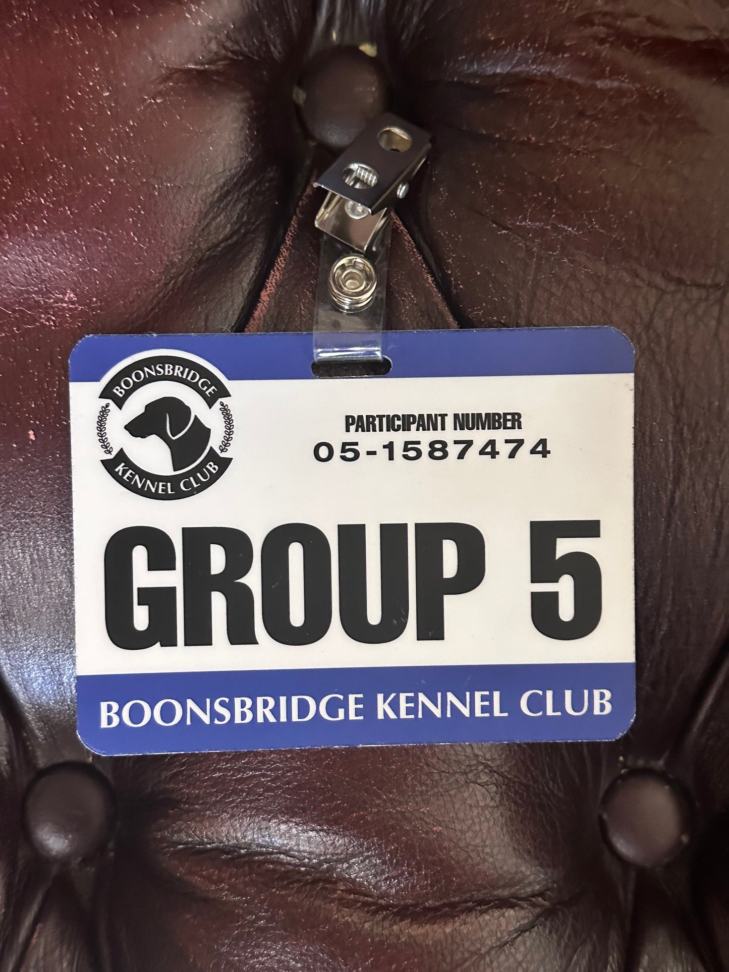 PARKS AND RECREATION: BOONSBRIDGE KENNEL CLUB GROUP HERO Participant Number Badge