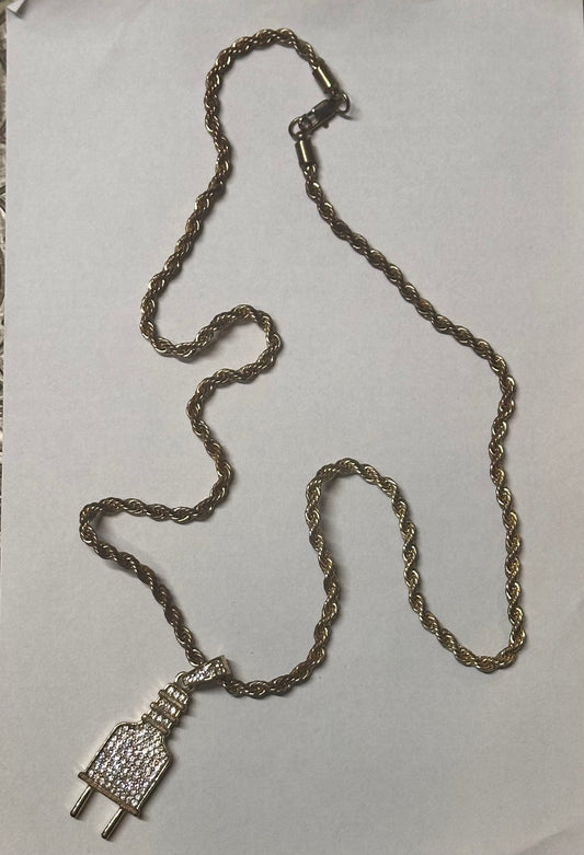 30 ROCK: Tracy's Gold Rope Chain Necklace with Ice Rock Plug Charm