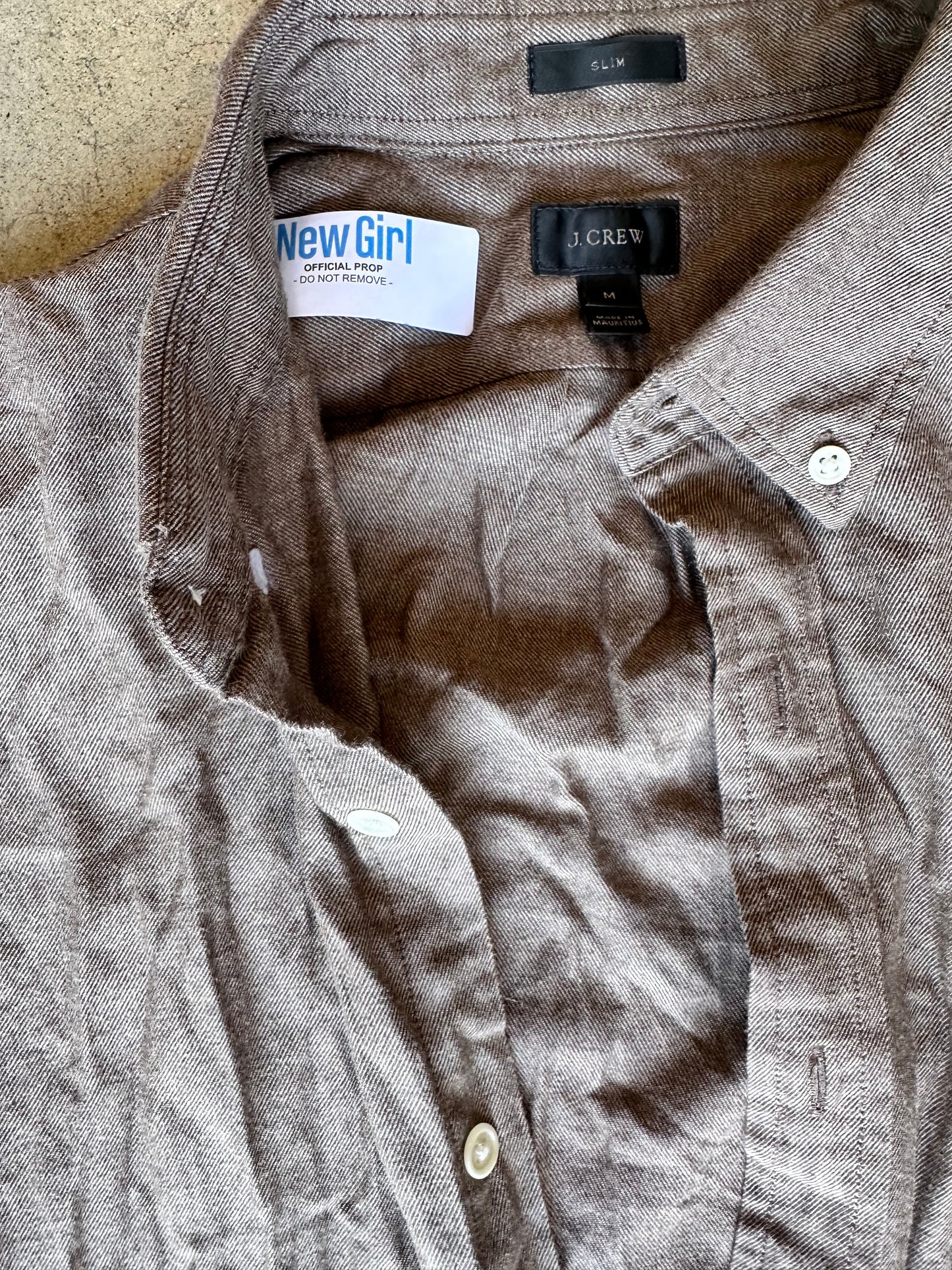 NEW GIRL: Nick's J Crew Brown Long Sleeve Button Down Shirt (M)
