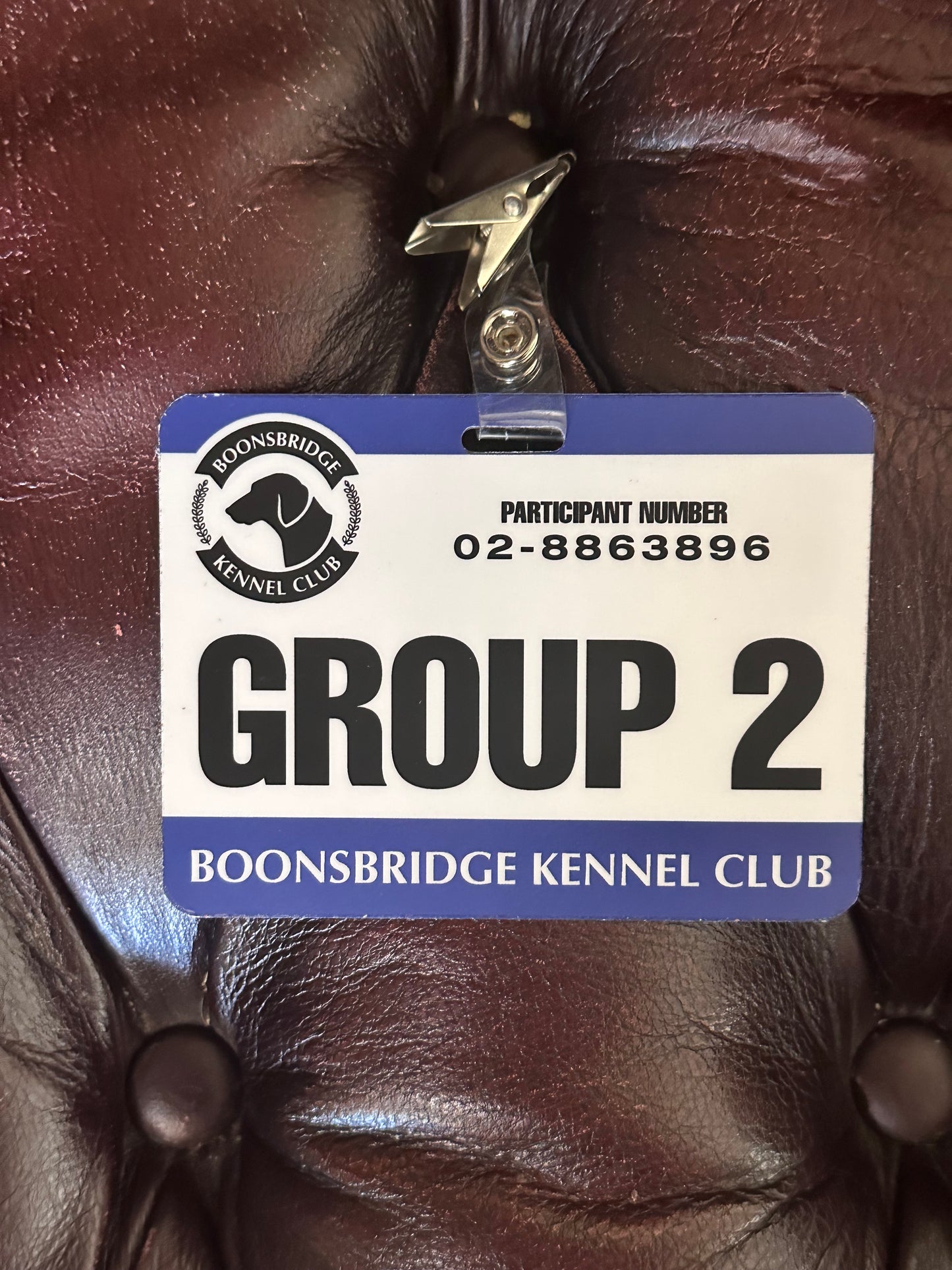 PARKS AND RECREATION: BOONSBRIDGE KENNEL CLUB GROUP HERO Participant Number Badge