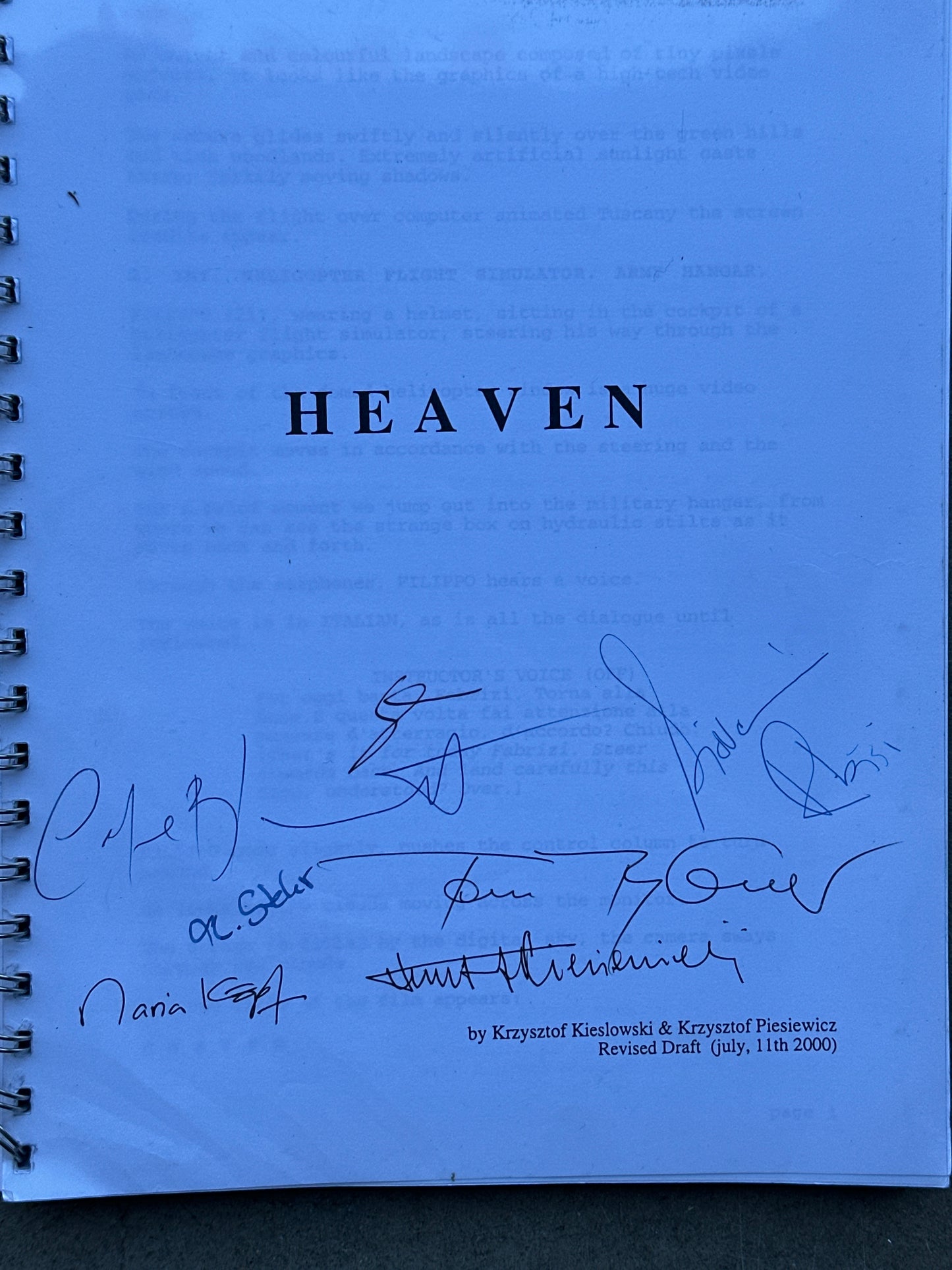 HEAVEN MOVIE: Director and Cast Signed Script from The MIRAMAX Archive