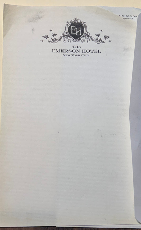 12 MONKEYS: Emerson Hotel Letterhead HERO Prop as Identified in Picture Details