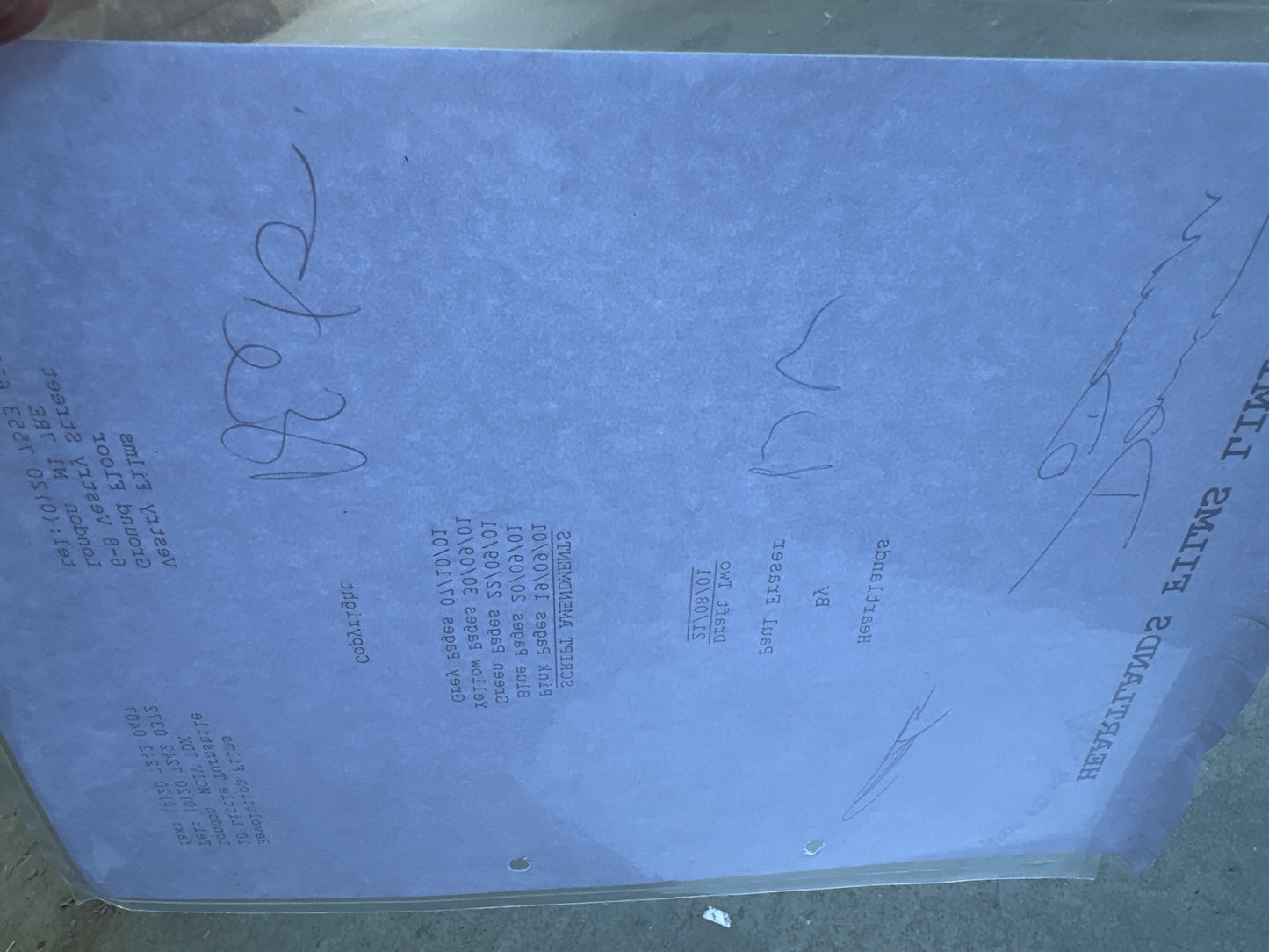 HEARTLANDS MOVIE: Director & Cast Signed Script from The MIRAMAX Archive