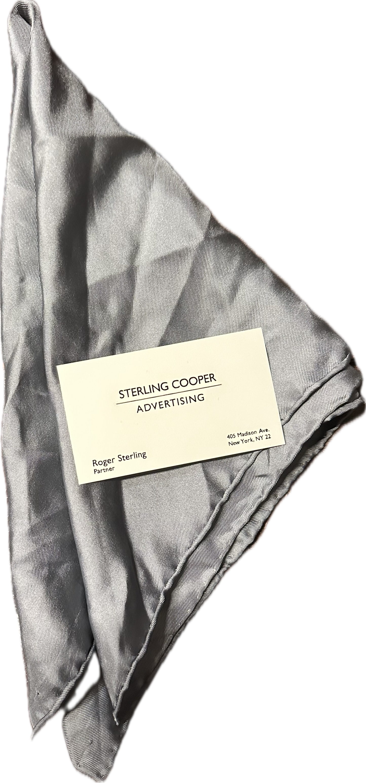 Mad Men: Roger Sterling's Vintage silk Pocket square and Sterling Cooper Draper Price Business Card