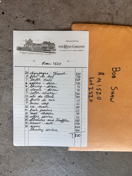 BOARDWALK EMPIRE: Harry Daugherty's Ritz-Carlton Bill from Episode 107