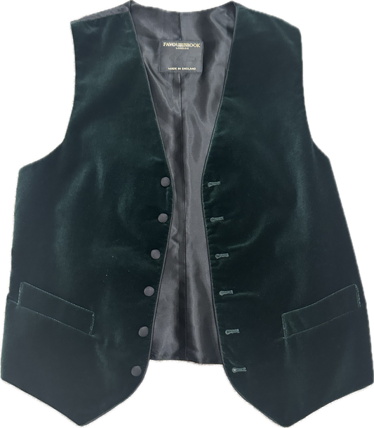 THE GENTLEMEN: Michael’s Favourbrook LONDON velvet Green Vest (38R)