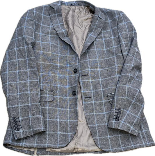 MAD MEN: Roger Sterling  grey and blue plaid Italian made Sport Coat (42)