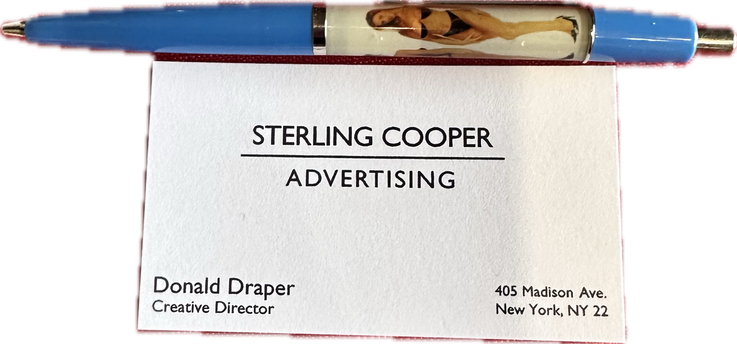 MAD MEN: Don's Business Card & vintage showgirl Pen