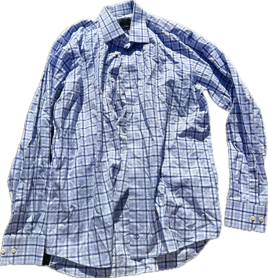 JUSTIFIED: Raylan's DAVID DONOHUE HERO LONG-sleeve plaid button Shirt (M)