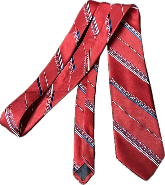 MAD MEN: Donald Draper Mid-Century Red Striped Necktie and Sterling Cooper Business Card