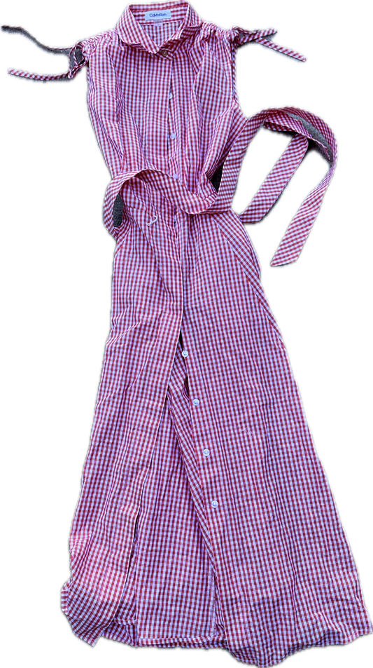 SILICON VALLEY: Monica's CALVIN KLEIN Orange and white plaid Dress (4)