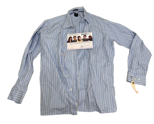 NEW GIRL: Nick Miller's White and Blue Stripe Shirt (S)