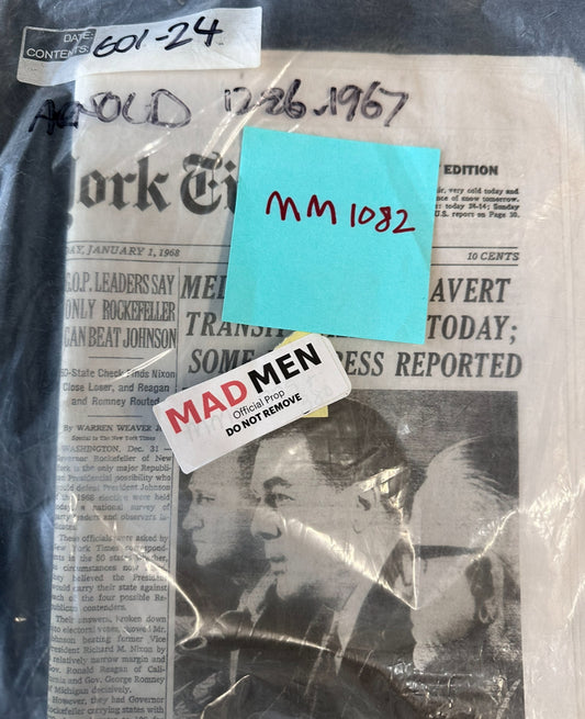 MAD MEN: Arnold’s January 1st, 1968 NY Times from Episode 601 Scene 24