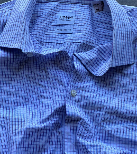 HOUSE: Dr James Wilson HERO ARMANI Purple Plaid LS Sleeve Button Shirt (L)