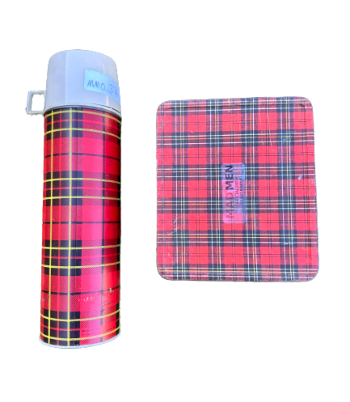 MAD MEN: Pete’s Vintage red plaid Thermos and Lunchbox