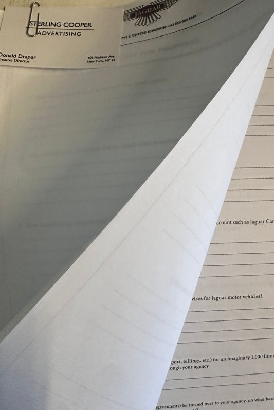 Mad Men: Don's Jaguar Request for Proposal & SC Business Card