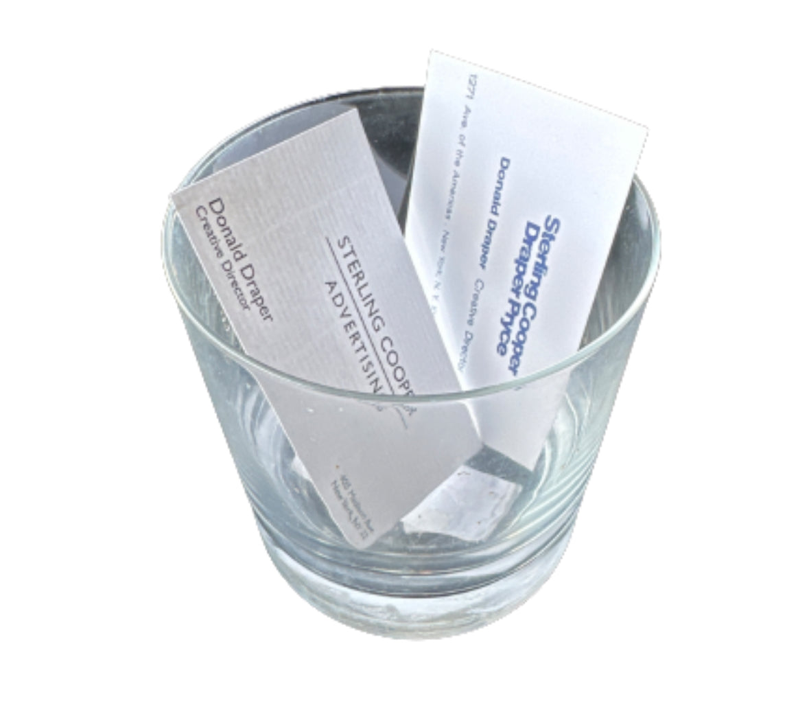 MAD MEN: Don Draper's Thick Bottom Vintage Whiskey Tumbler & Business Cards