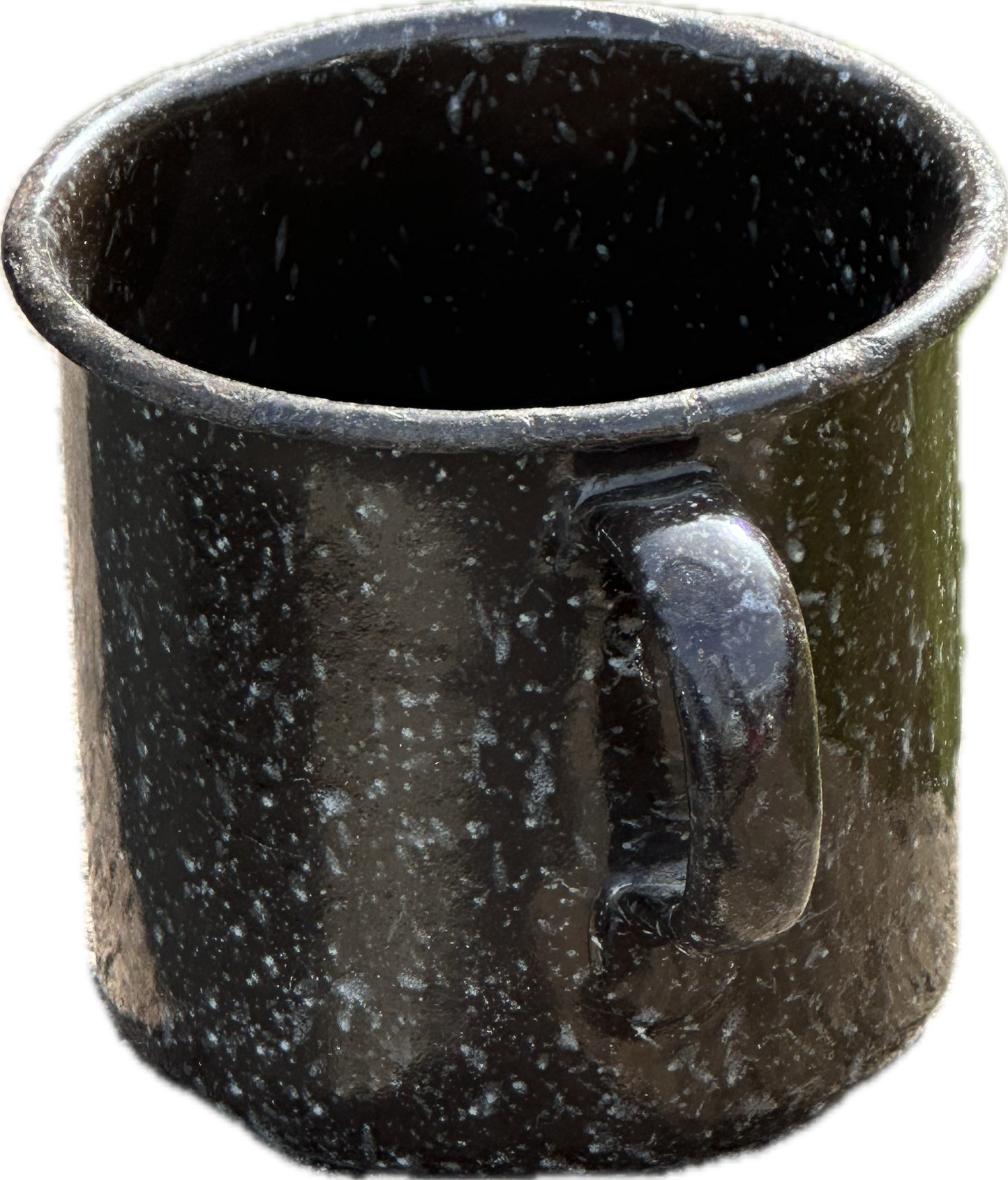 MONUMENTS MEN: Granger HERO Brown Speckled Metal Cup from Apartment in Sc. 174